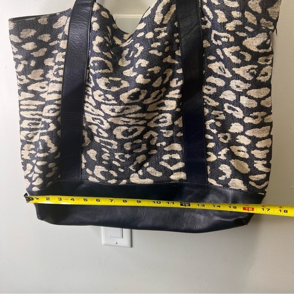 Iris & Ink Cow Leather Linen Animal Print Tote - Picture 3 of 16